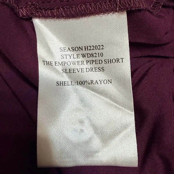 Wildfang‎ Empower Piped Short Sleeve Dress Plum Burgundy Button Front XL WD8210 - Image 5