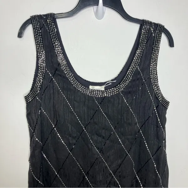 Francesca of Damon for starington‎ black beaded silk dress size 8 - Image 2