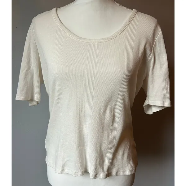 Everlane Pointelle Knit White Cotton Granny Core Cotton Basic Size Large - Image 4