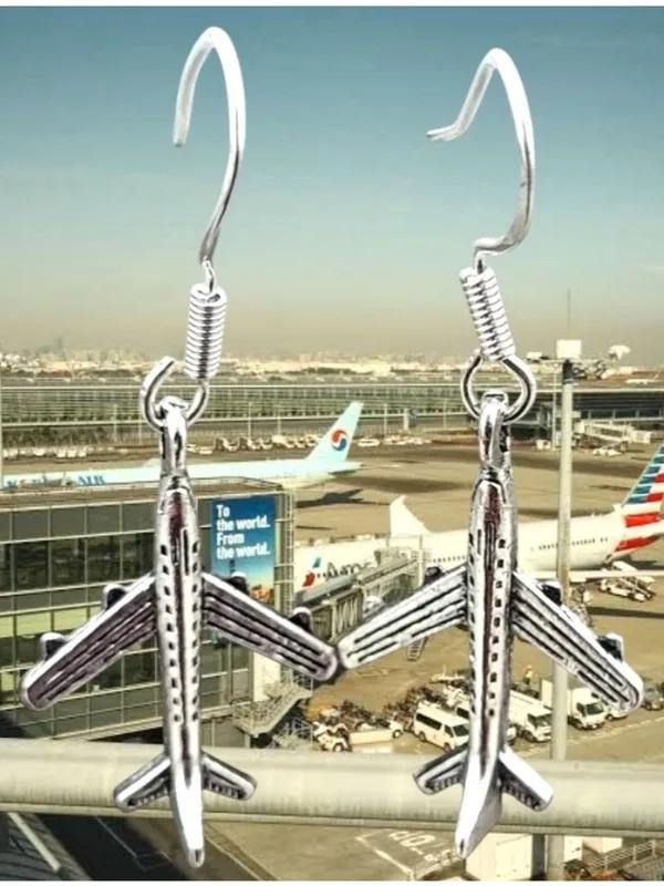 Airplane Earrings New Flight Attendant Gulfstream Aviation Travel Dangle Hooks - Image 9