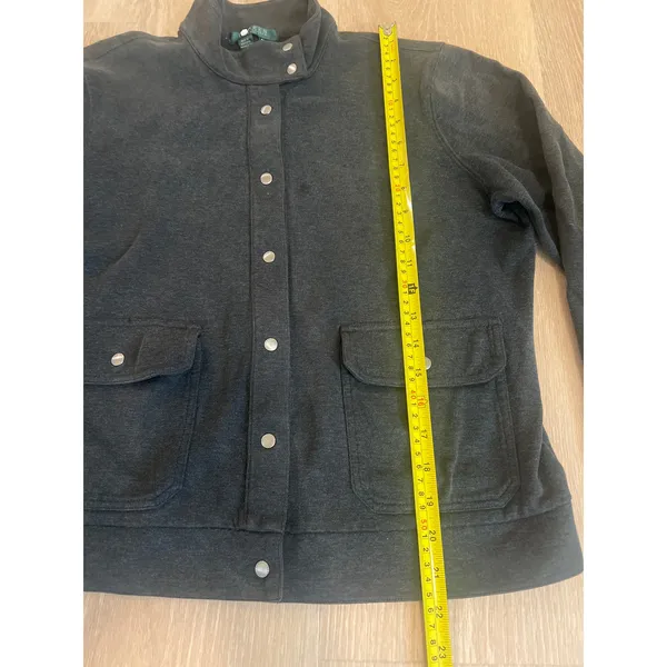 Vintage Lauren Ralph Lauren Women’s Petite Shacket Bomber Snap Dark Gray Size LG - Image 6