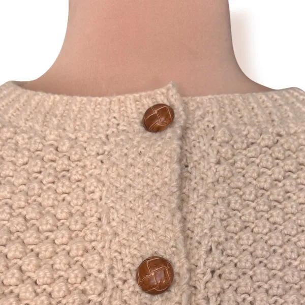 Vintage Aran Fisherman Cable Knit Cardigan Cream Wool Blend Cozy Sweater Classic - Image 8
