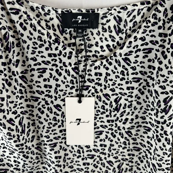 7‎ For All Mankind Womens Silk Blend Animal Print Tie Shoulder Cami Top M NEW - Image 3