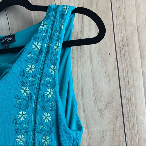 Love Reign Teal Dress with Floral Embroidery - Image 4