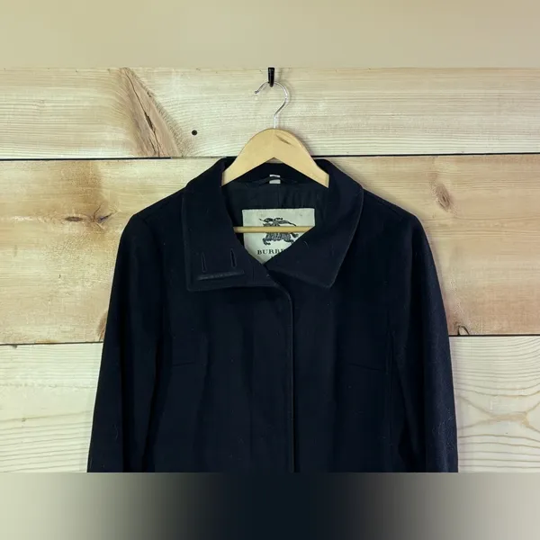 Burberry London Wool/Cashmere Button Up Trench Coat - Image 5