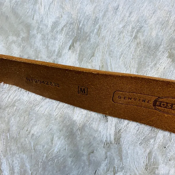 Fossil Gold Silver Wide Leather Belt Sz Medium - Image 6