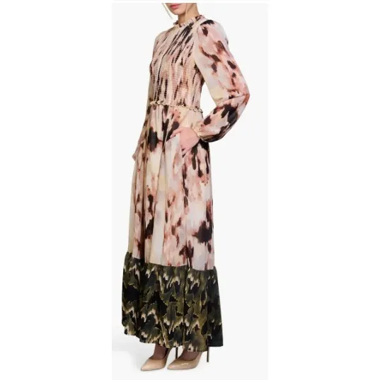 Melloday Smocked Long Sleeve Chiffon Maxi Dress‎ Size XS - Image 2
