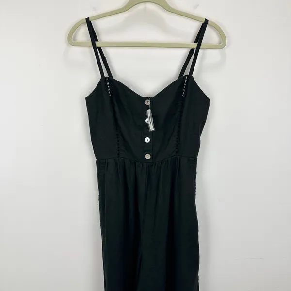 Madewell Sleeveless Wide Leg Jumpsuit 100% Linen Black Pockets Flowy US 12 NWT - Image 9