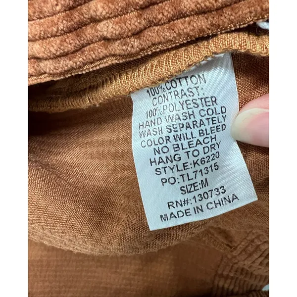 Umgee Color Block Corduroy Jacket Leopard Print Shacket Brown Size Medium - Image 7