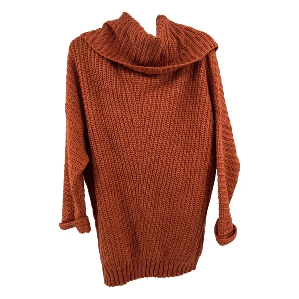 Umgee M cowl neck burnt orange knit sweater fall autumn casual office winter - Image 6