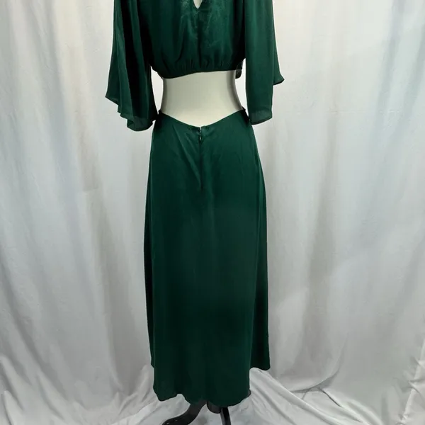 Reformation Benny Dress 4 Green Cut Out Flutter Sleeve Maxi Cali-Cool Bobo Chic - Image 9