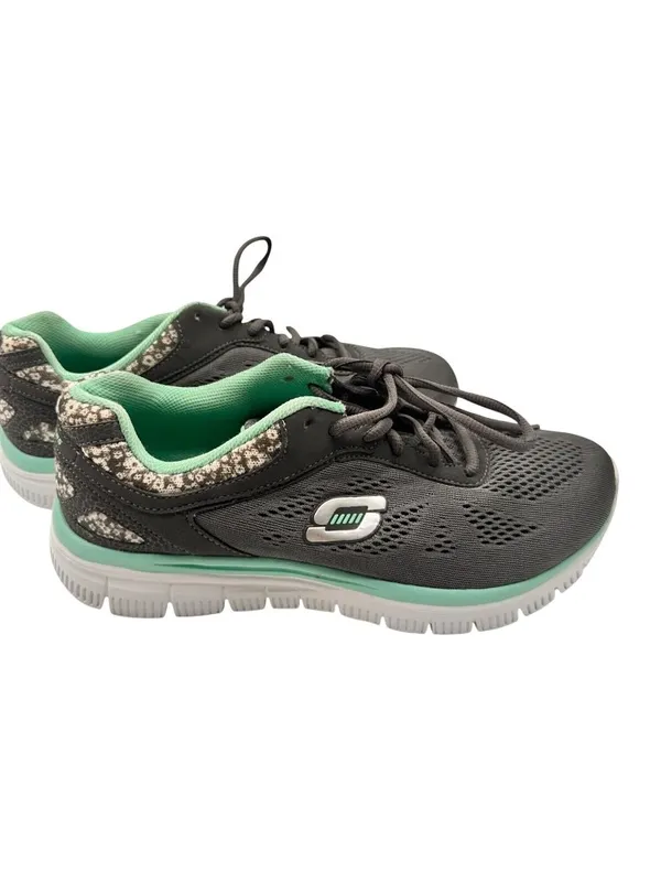 Skechers 9 Womens Athletic Shoes Snake Print Gray & Mint Green - Image 2