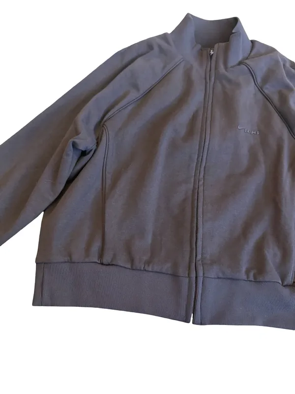 NikeSKIMS Brown Full Zip Track Jacket Mock Neck Ribbed Trim Hem Large Women's - Image 5
