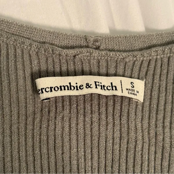 Abercrombie & Fitch Sage Green Ribbed Duster Open Front Cardigan - Image 4
