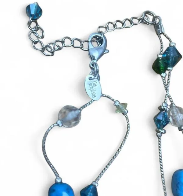 Lia Sophia Blue, Green & Clear Beaded Statement Necklace - Image 2