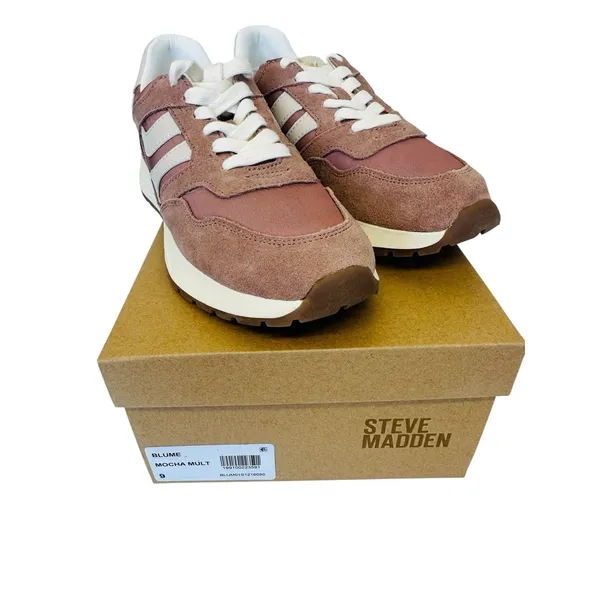 Steve Madden Women's Blume Mixed Media Sneaker Mocha‎ Mult Size 9M NWB - Image 2