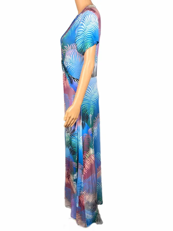 SOFT SURROUNDINGS Anya Ombré Palm Twist Front Maxi Dress Stretch Size Small - Image 6