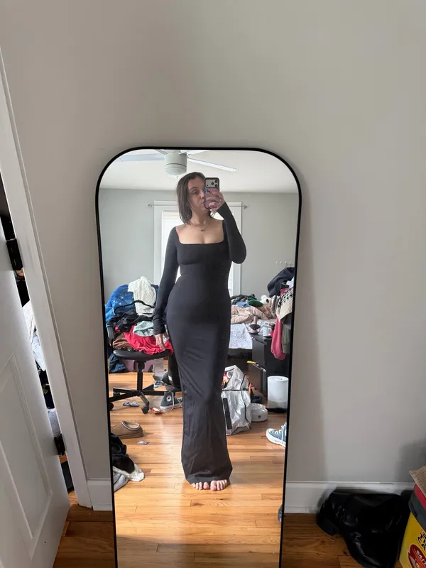 SKIMS Long Sleeve Dress Maxi Black - Image 4