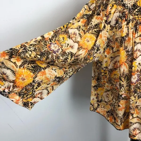 Free People Boho Floral Cool Meadow Printed Top in Midnight Combo Medium NEW - Image 5