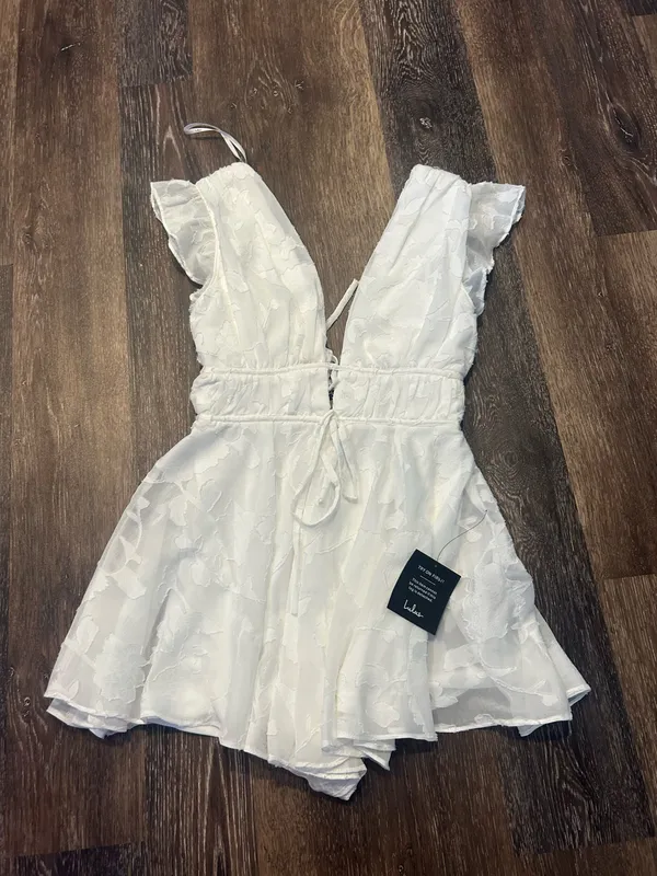 Lulus All About The Flowers White Burnout Floral Ruffled Romper - Image 2