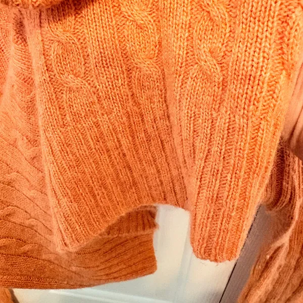 J.Crew Womens Orange Cable Knit Turtleneck Sweater Long Sleeve Ribbed Trim - Image 5