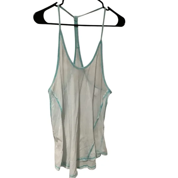 Elegant White Tank Top with Aqua Accents - Image 6