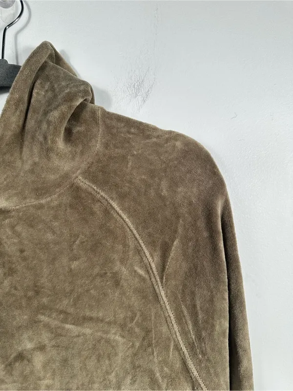 Fear of‎ God Essentials Velour Hoodie Womens M Taupe Brown Oversized Pullover - Image 6