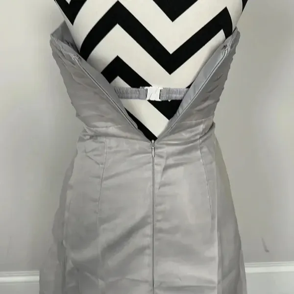 Source Unknown Silver Chiffon Mini Party‎ Dress - Image 8