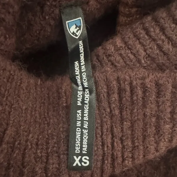 Kuhl Sienna Sweater Burgundy Cowl Neck Chunky Knit Curved Hem Size XS - Image 10