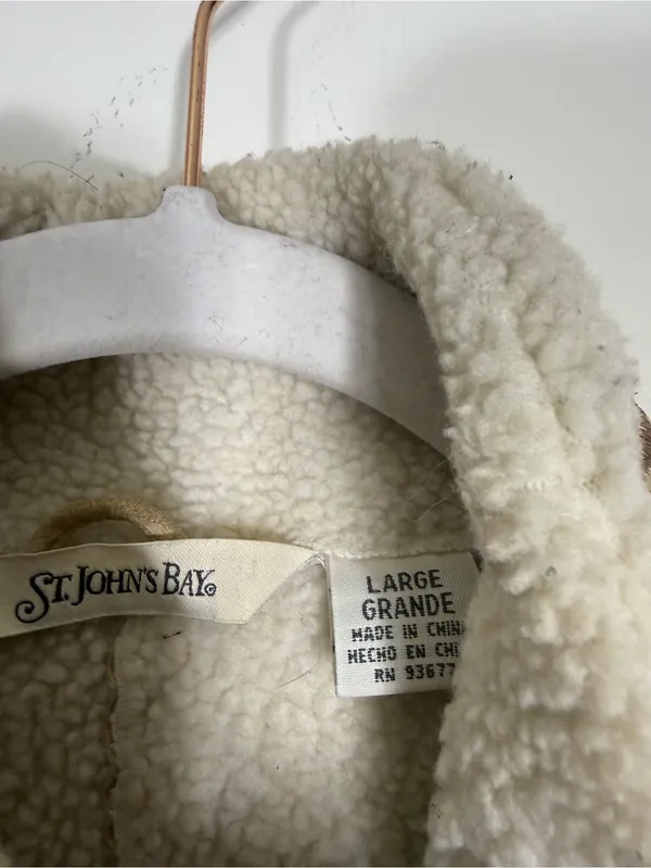 St. John’s Bay VINTAGE Embroidered Genuine Suede Sherpa Penny Lane Jacket Large - Image 5