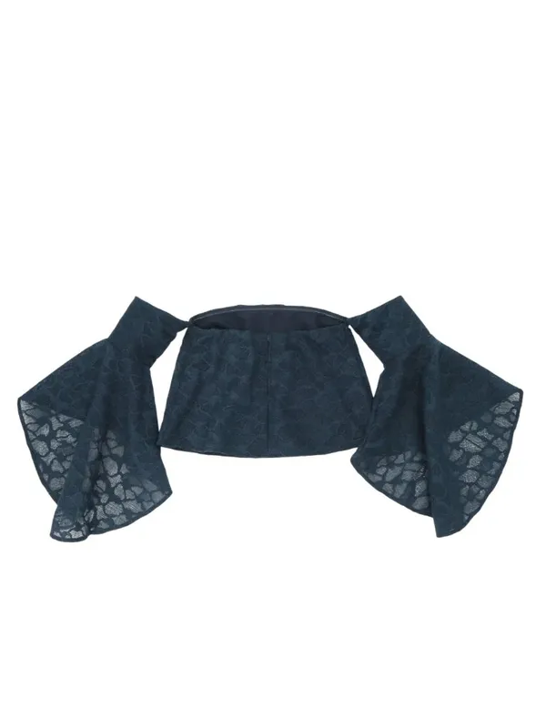 NWT C/MEO Collective Textured Lace Off Cold Shoulder Bell Sleeve Top S - Image 6
