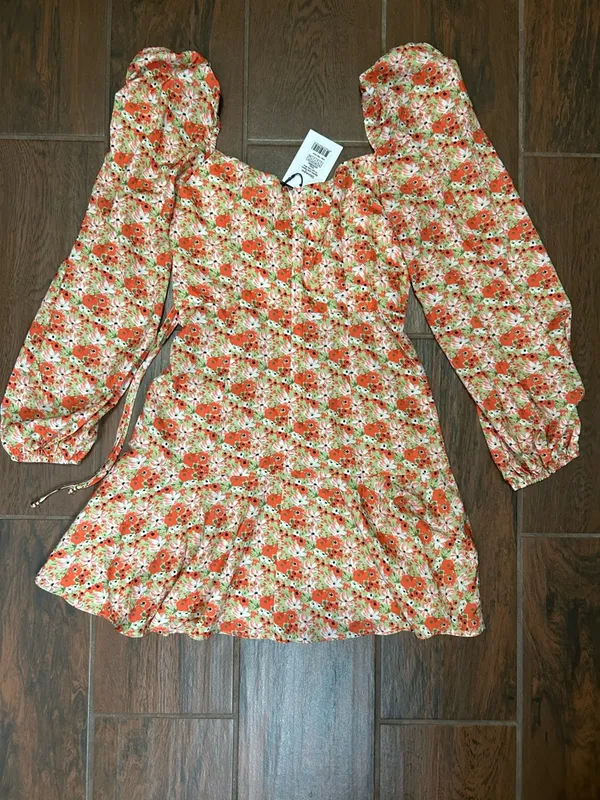 Showpo Adalina Long Sleeve Fit and Flare Mini Dress Floral Size 2 - Image 7