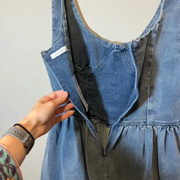 12th Tribe Denim Corset Mini Dress Blue Medium Wash XL NWT Country Western - Image 8
