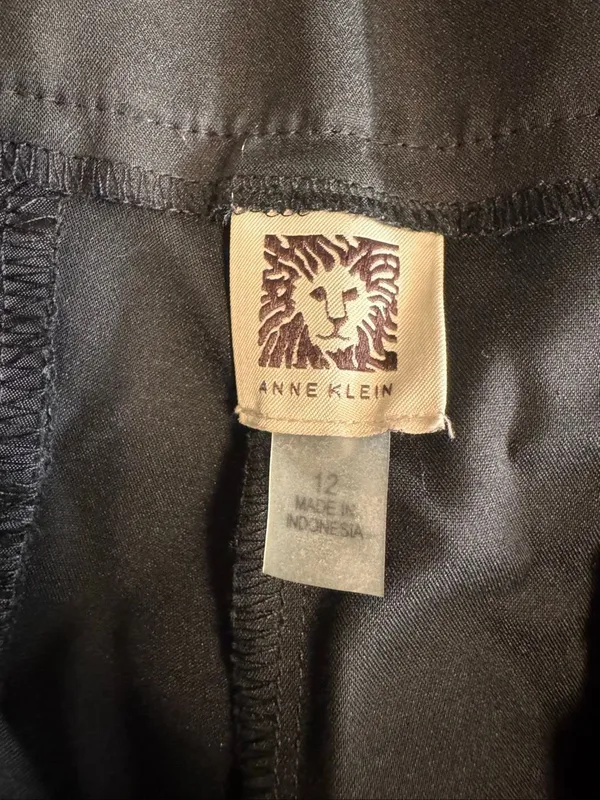 Anne Klein Black Trousers Womens 12 Gold Lion Button Mid Rise Straight Leg Pants - Image 6