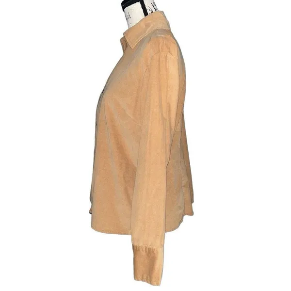 Harvé Bernard by Benard‎ Holtz tan corduroy zip up jacket large - Image 5