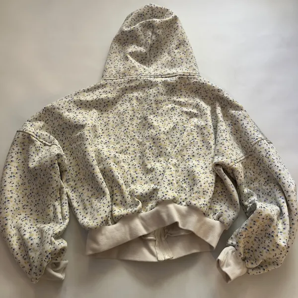Blogilates Women Marshmallow Full Zip Hooded Sweatshirt White Floral Small - Image 8