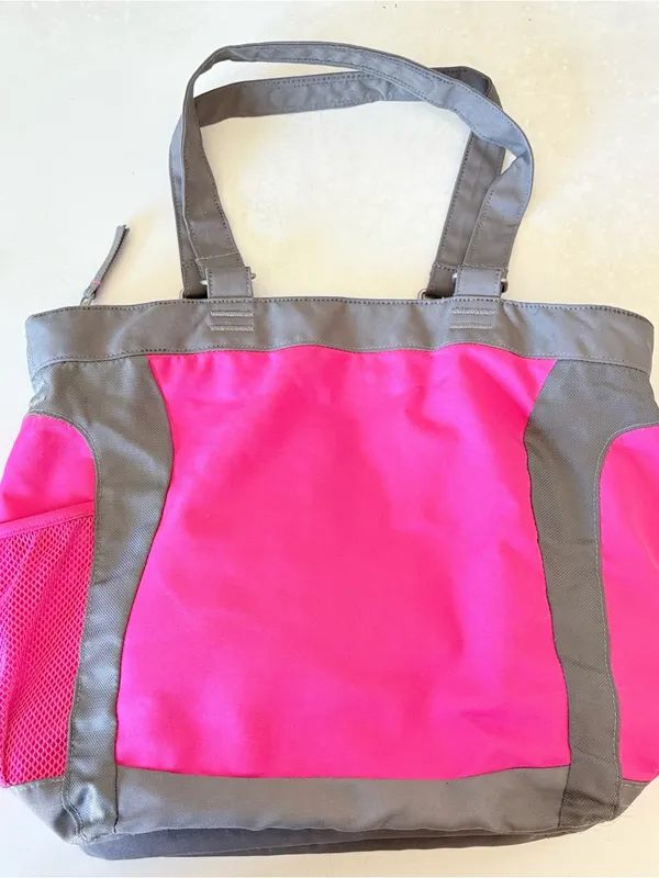 JanSport Ella Daily Tote Handbag Carryall Duffel Bag Pink and Gray 17x13" - Image 3