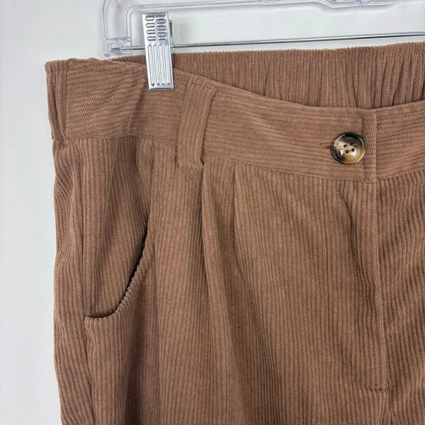 Halara High Rise Corduroy Pleated Straight Pants Soft Casual Brown Large Tall - Image 5