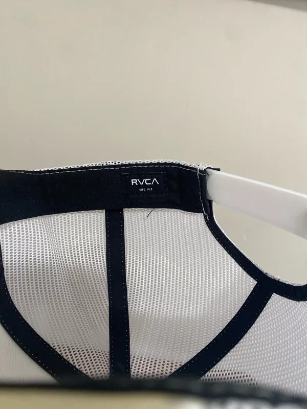 RVCA White Mesh Trucker Hat with Gold/Black Sunrise Patch - Image 4