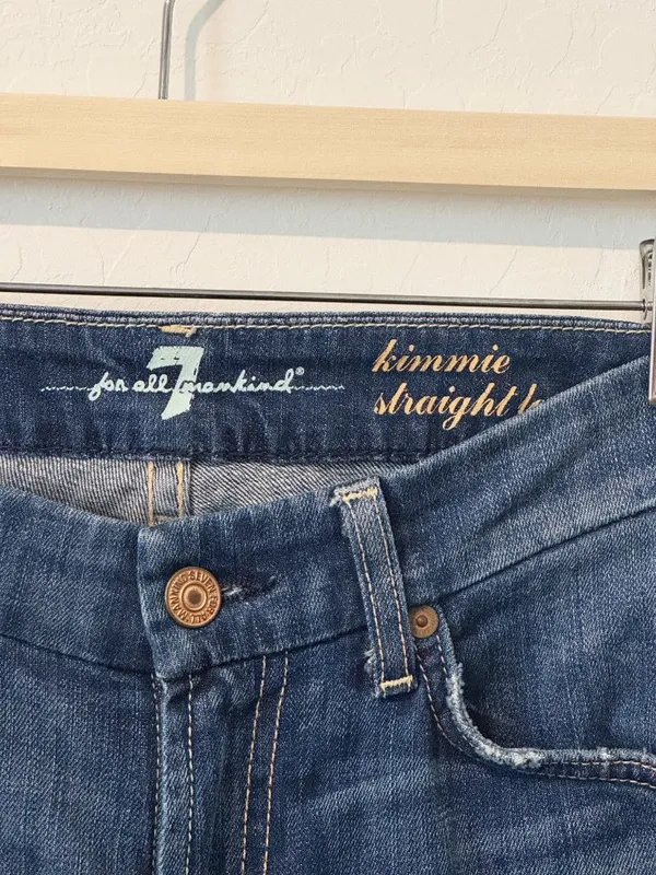 7‎ For All Mankind Kimmie Jeans Size 25 Blue Denim Low Rise Straight Leg Capsule - Image 4
