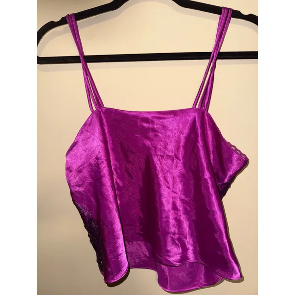 Victoria's Secret Vintage Gold Label Satin Lace Camisole Top Purple Medium Y2K - Image 5
