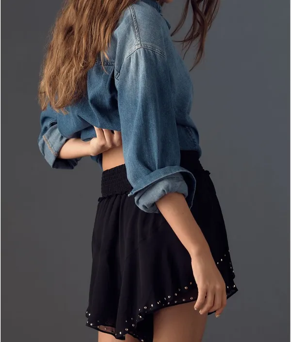 Anthropologie Studded Chiffon Skort - Image 7