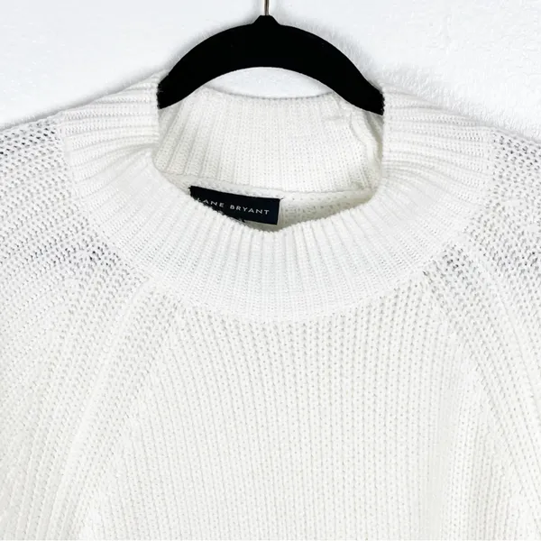LANE BRYANT White Oversized Arm Openings Knit Poncho Sweater Size 28 Neutral - Image 7