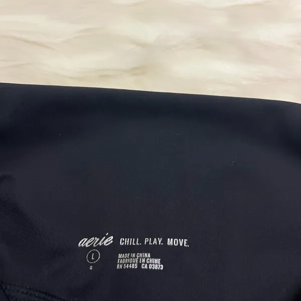 Aerie Chill Play Move Biker Shorts Black Size L High Rise Pockets 7” - Image 3