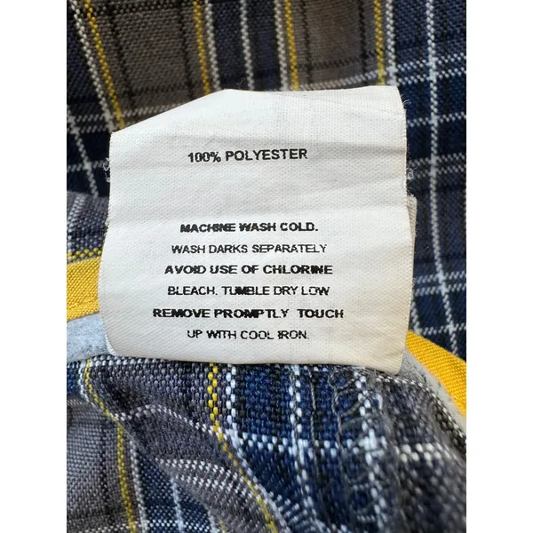 Vintage ‘90s Dennis Gray, Navy, Yellow & White Plaid Skort w/ Decorative Buckles - Image 9