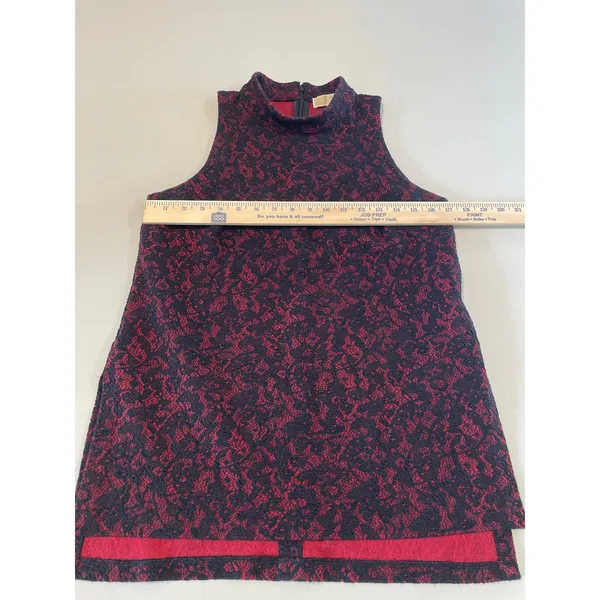 Michael Kors Mock‑Neck Sleeveless Top Size L Red Black Lace Overlay - Image 4