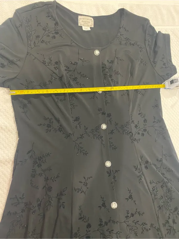 Women's Black Short-Sleeve Maxi Dress with Button Front - Image 6