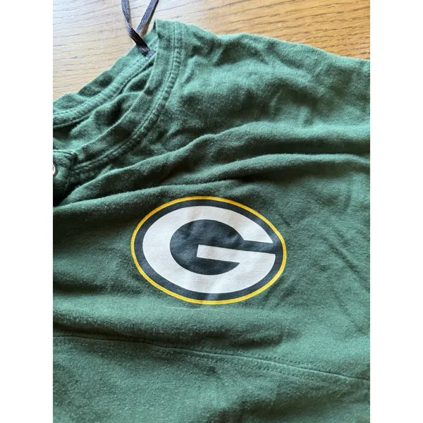 NFL Green‎ Bay Packers Lace Up Jersey Shirt Women Size Large Cotton Preppy - Image 7