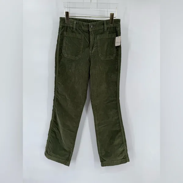 Free People High Time Velvet Kick Flare Pants Olive Army Green‎ size 8 - Image 4