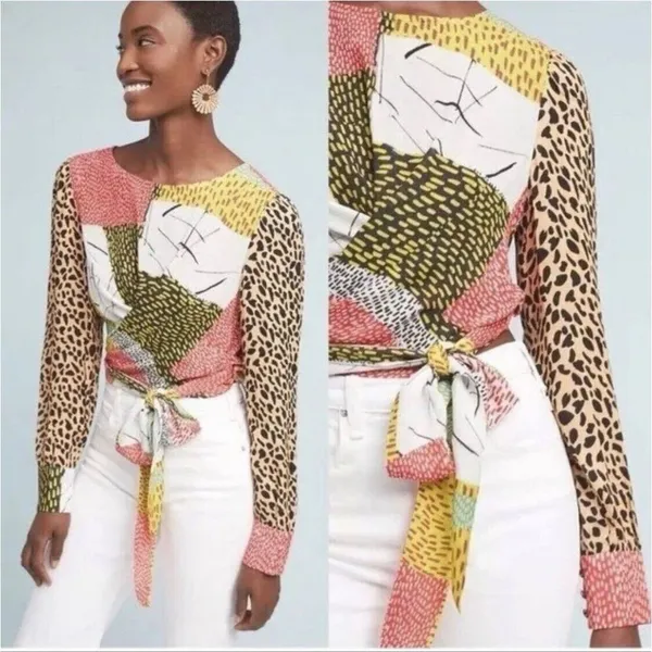 Blink London Anthropologie unique wrap long sleeve blouse size xl - Image 2